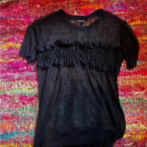Top shop black mesh see through top - Picture 1 of 4